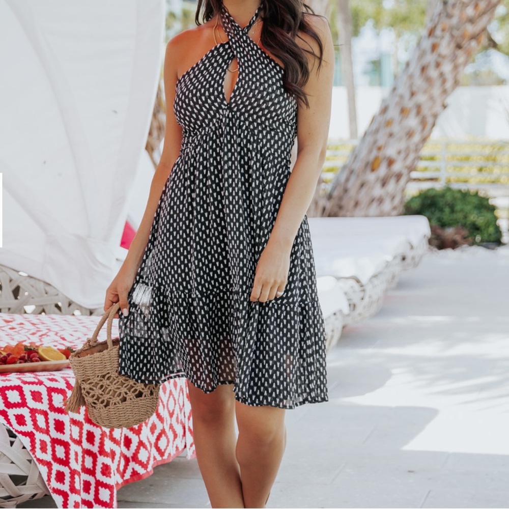 Island Time Cross-Front Halter Mini Dress - NWT